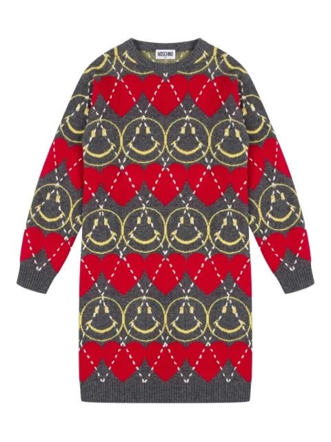 Moschino Kids smiley-motif knitted dress