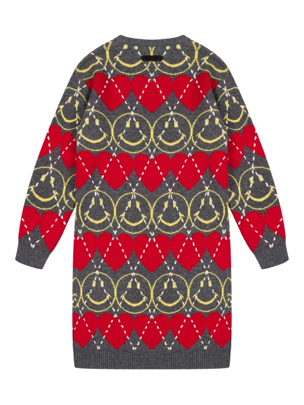 Moschino Kids Gebreide jurk met smileypatroon Grijs