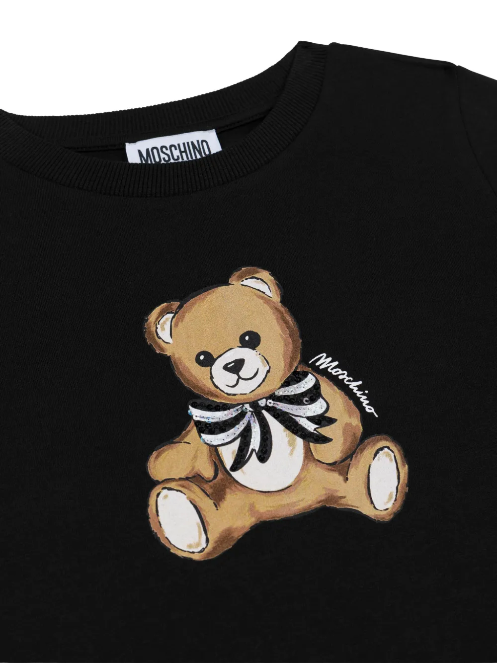 Moschino Kids T-shirt met geborduurde teddybeer 60100 nero