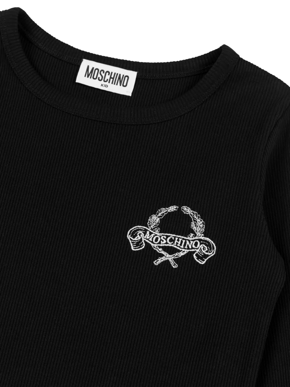 Moschino Kids Jurk met geborduurde doodskop en lange mouwen Zwart