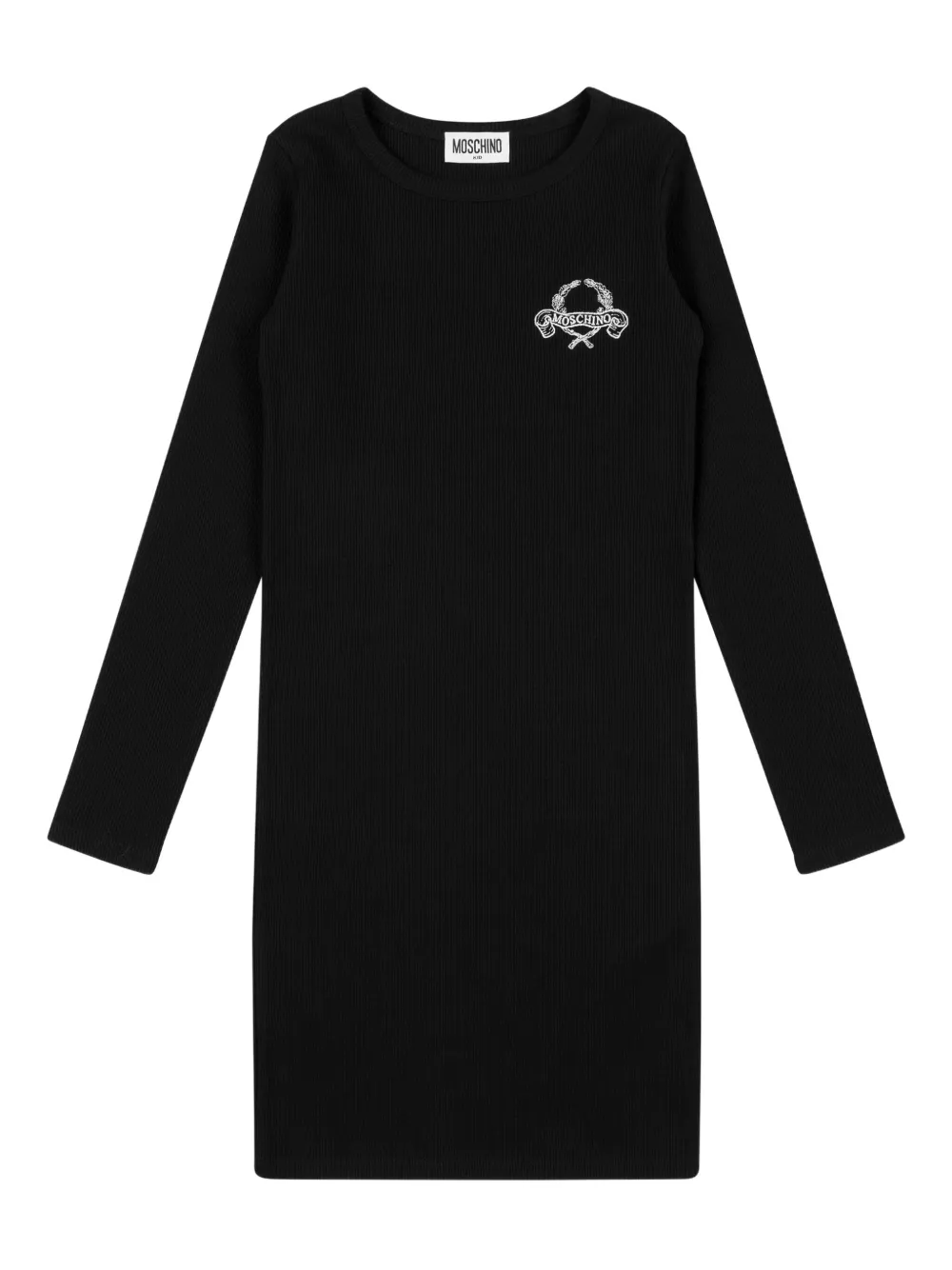 Moschino Kids Jurk met geborduurde doodskop en lange mouwen Zwart