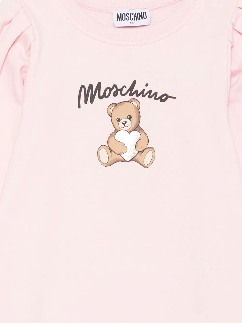 Moschino Kids Jurk met pofmouwen en teddyprint Roze