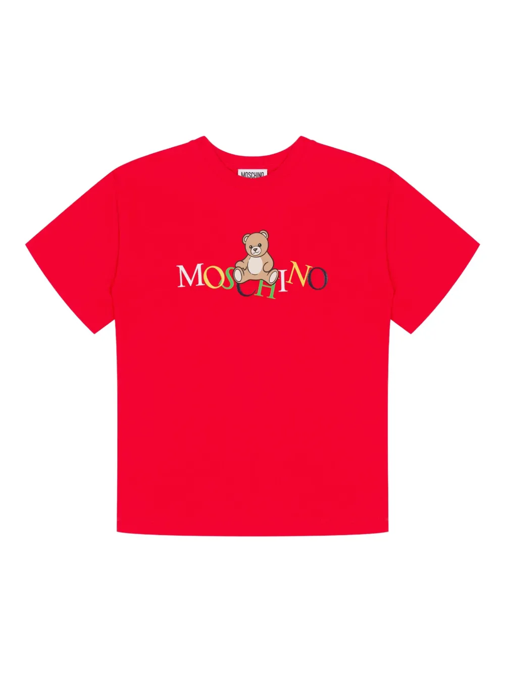 Moschino Kids T-shirt met beerprint logo 50109 Rosso