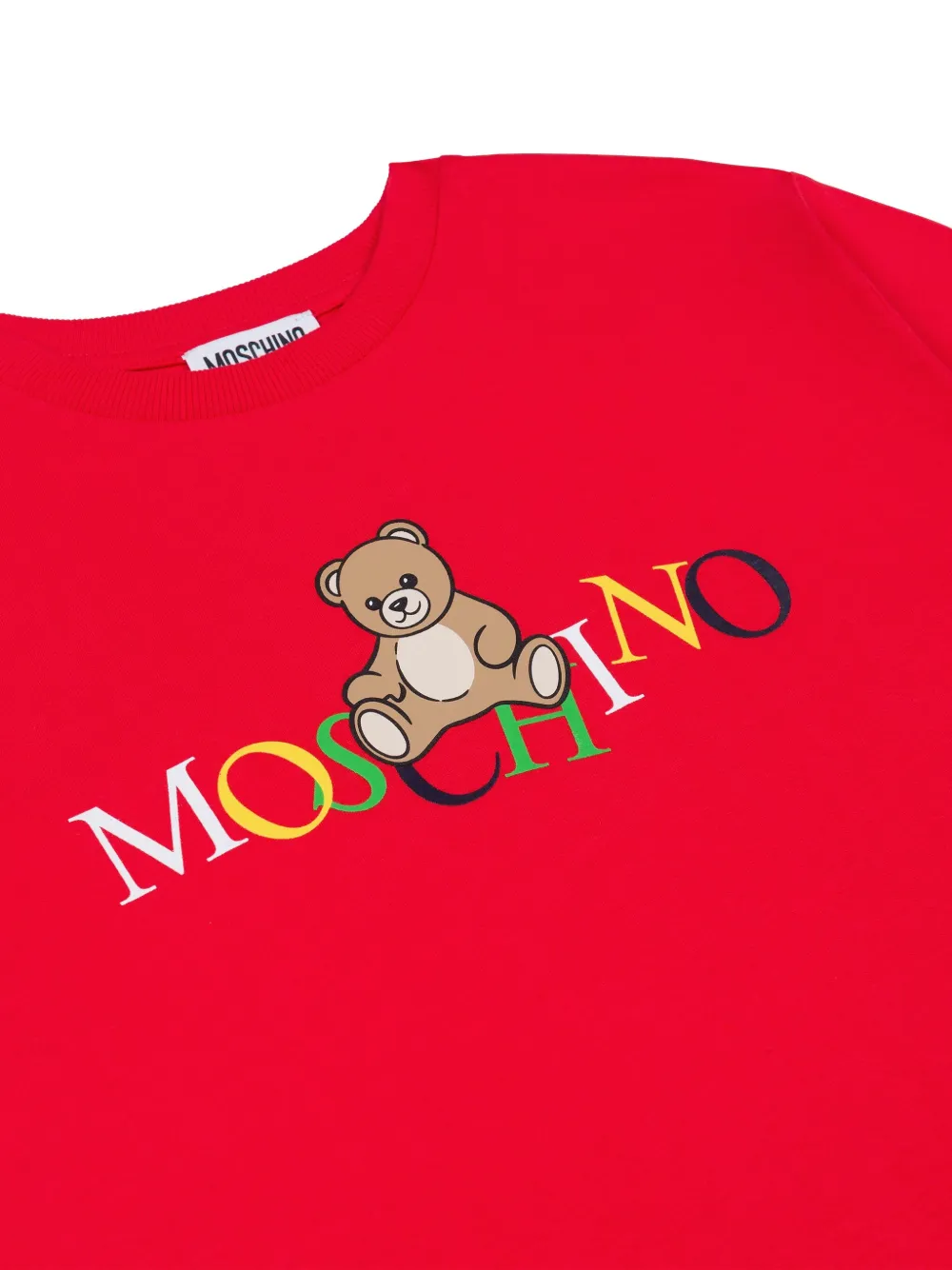Moschino Kids T-shirt met beerprint logo 50109 Rosso