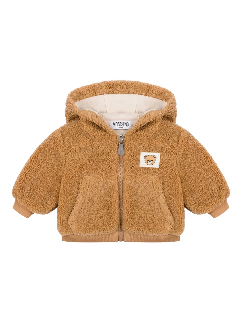 Moschino Kids Fleece jack met rits Bruin
