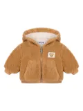 Moschino Kids fleece zip-up jacket - Brown