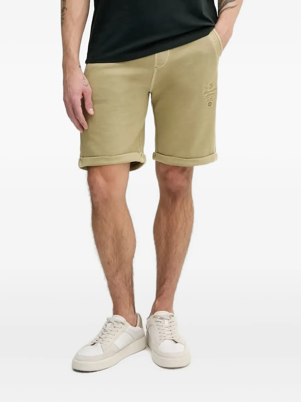 Aeronautica Militare embroidered logo shorts Groen