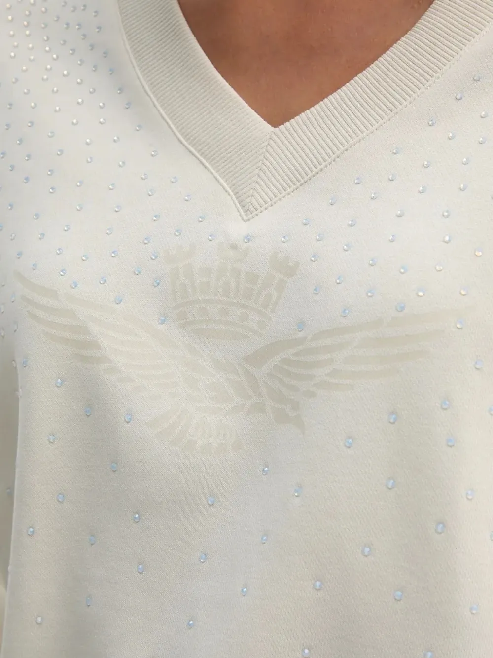 Aeronautica Militare Sweater verfraaid met kristallen Wit