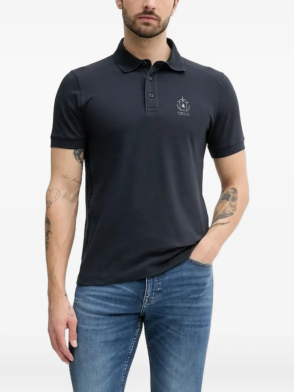 Aeronautica Militare embroidered-logo polo shirt Blauw