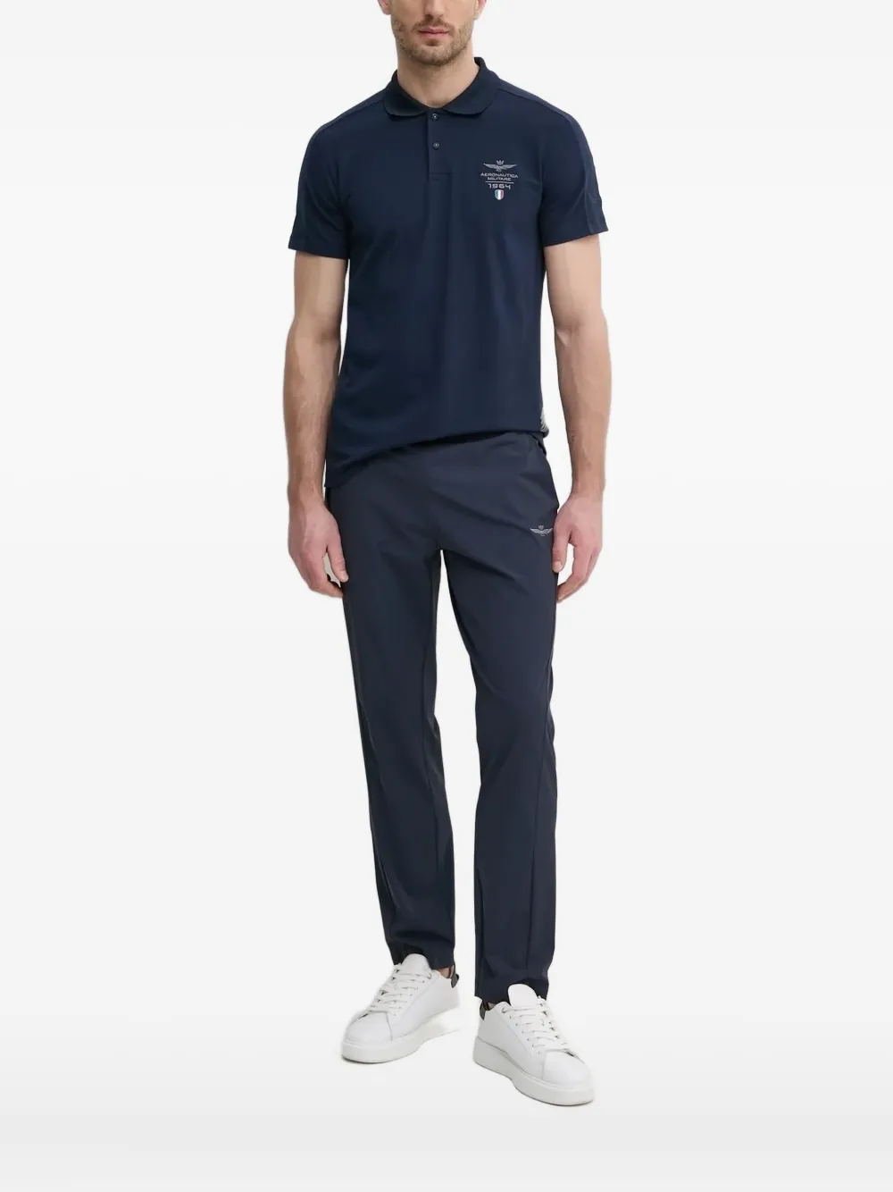 Aeronautica Militare embroidered-panel polo shirt Blauw