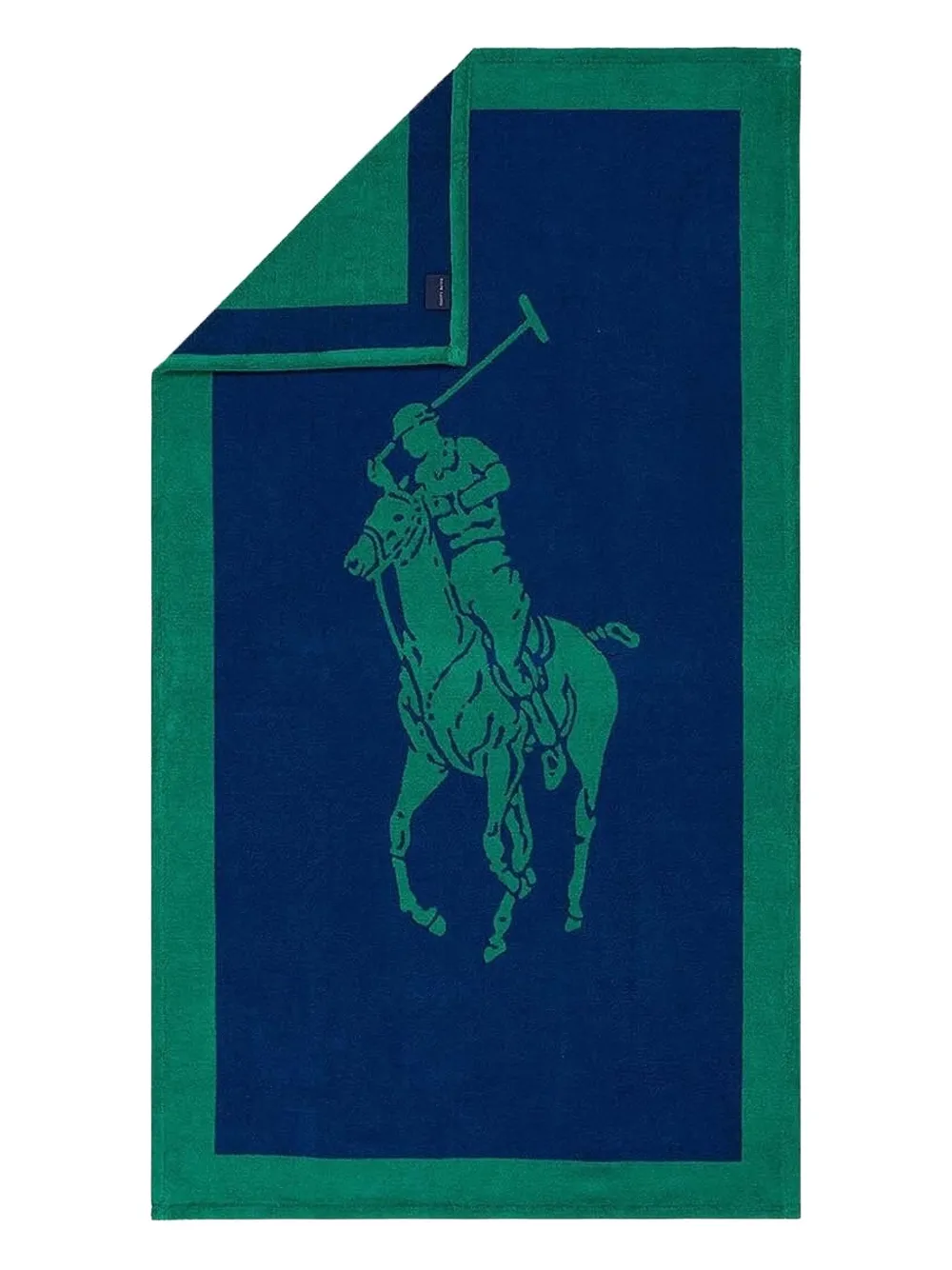 Ralph Lauren Logo Organic-cotton Beach Towel In Blue