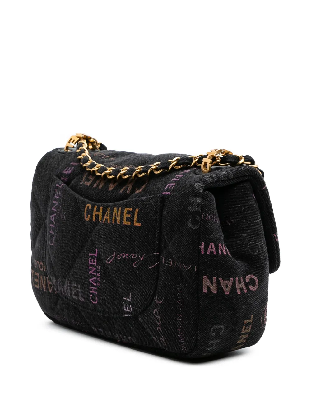 Pre-owned Chanel 2021-2025 Mini Rectangular Quilted Denim Mood Flap Crossbody Bag