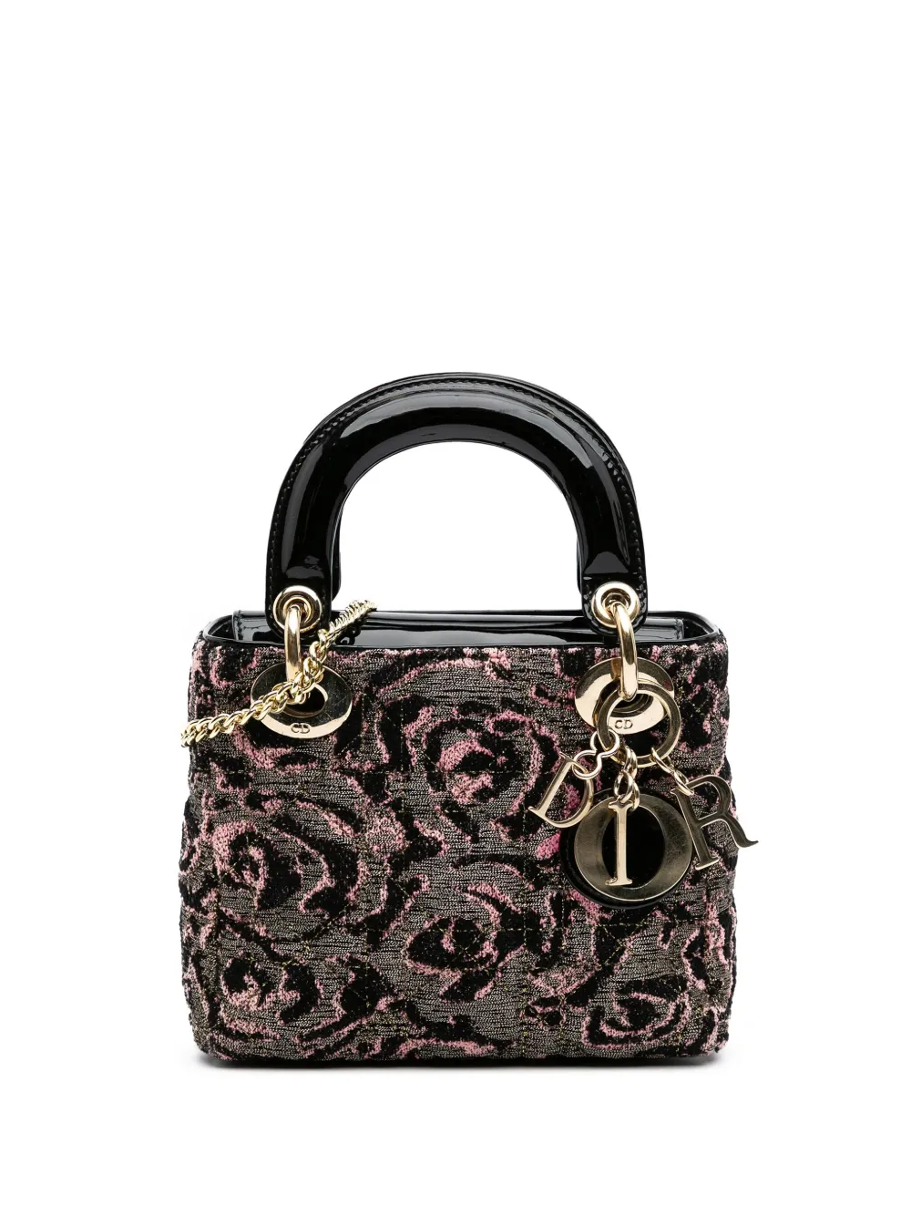 Christian Dior Pre-Owned 2011 Mini Tweed Rose Embroidered Lady Dior Christian Dior Pre-Owned 2011 Mini Tweed Rose Embroidered Lady Dior