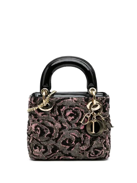 Christian Dior Pre-Owned 2011 Mini Tweed Rose Embroidered Lady Dior satchel