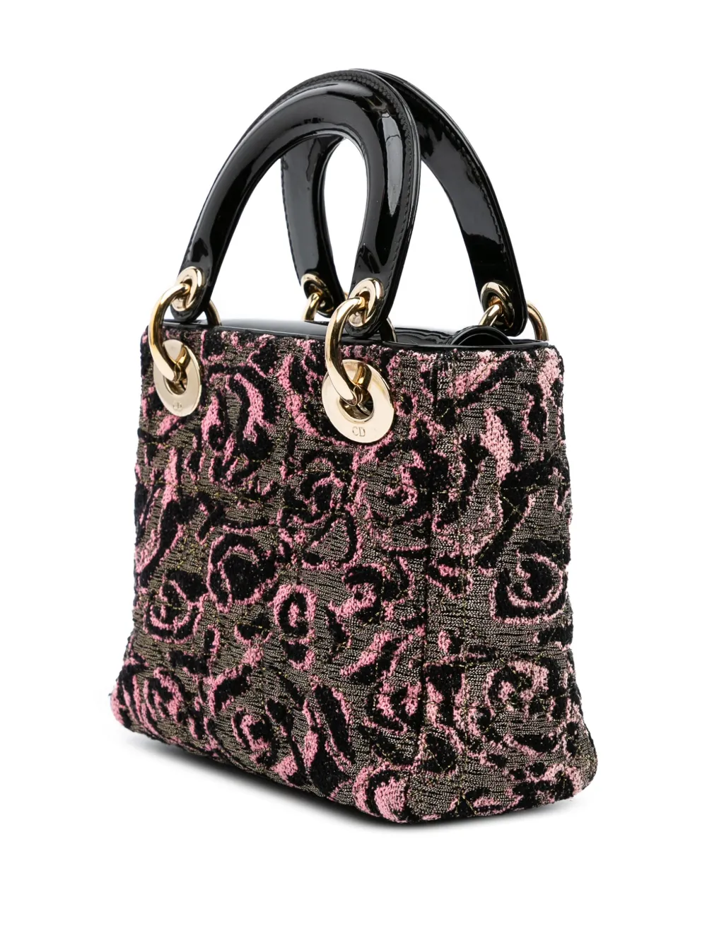 Pre-owned Dior 2011 Mini Tweed Rose Embroidered Lady Satchel