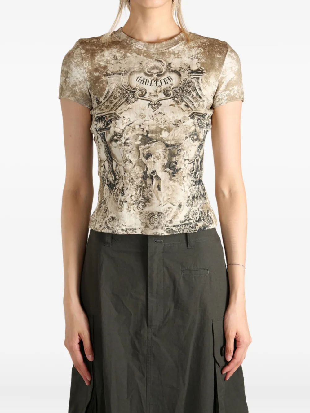 Jean Paul Gaultier Médaillon-print T-shirt Beige