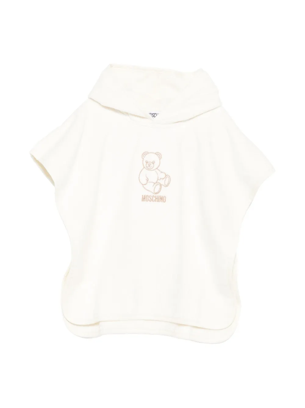 Moschino Kids teddy-motif hooded poncho | White | Image 1