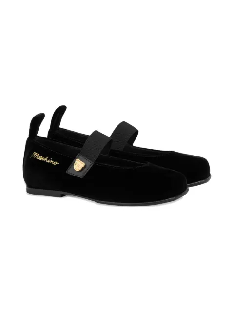Moschino Kids velvet ballerinas