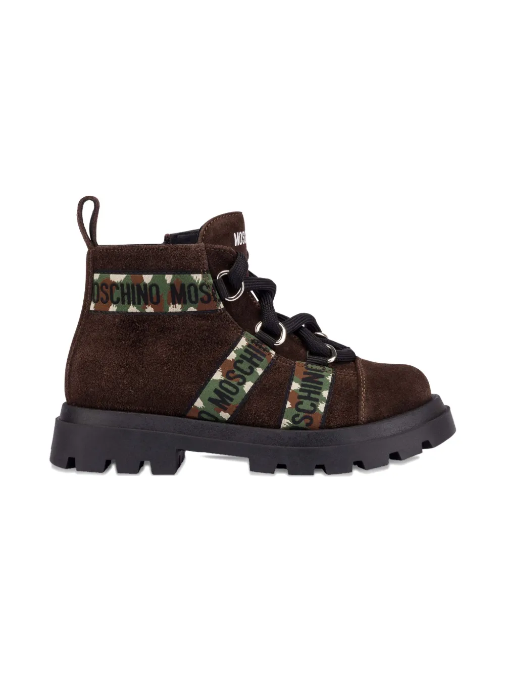 Moschino Kids camouflage-band suede boots - Bruin