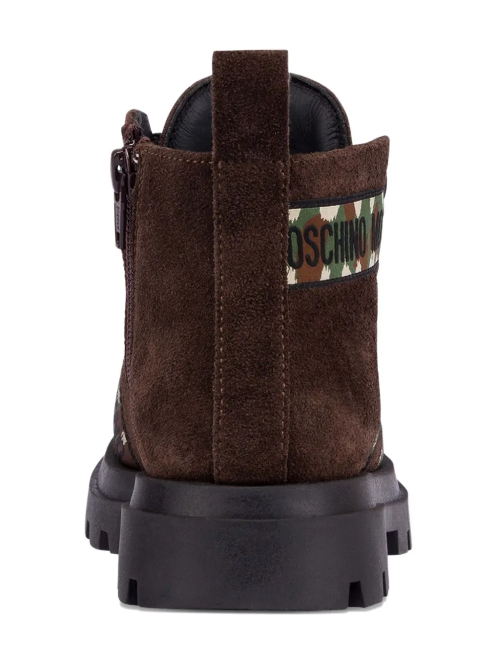 Moschino Kids camouflage-band suede boots Brown