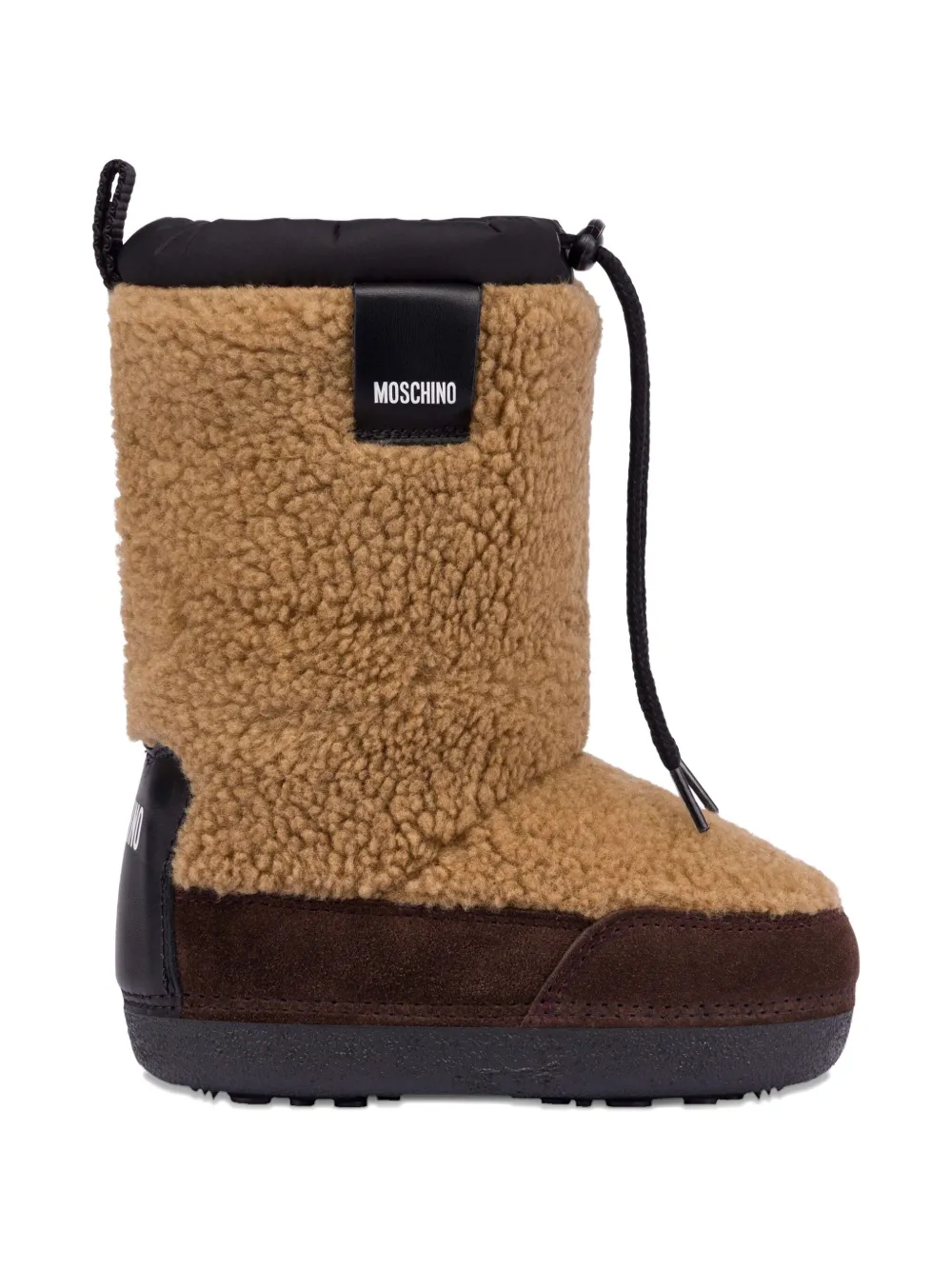 Moschino Kids fur-effect drawstring boots Brown