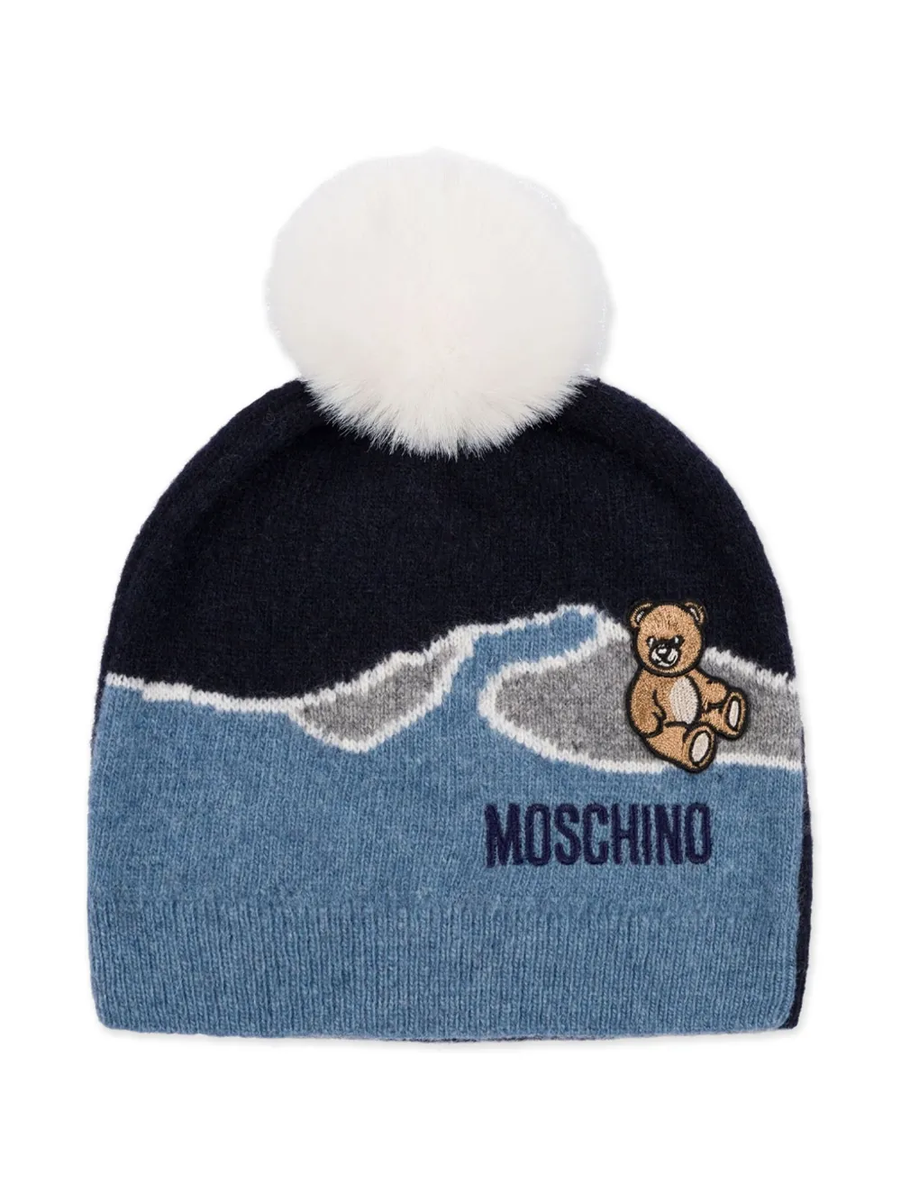 Moschino Kids Muts met beerprint Blauw