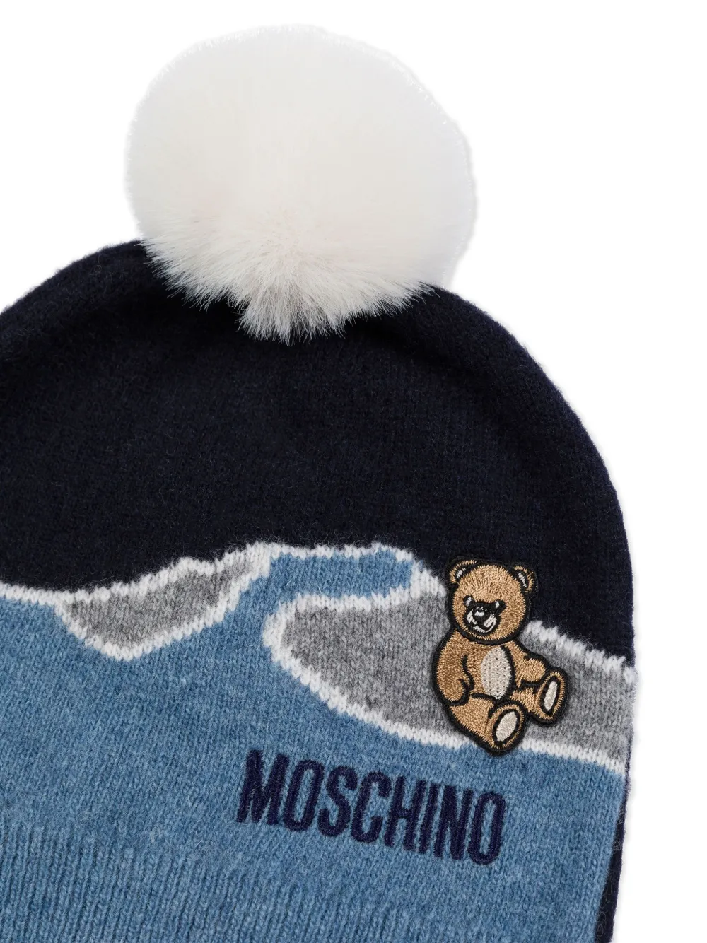 Moschino Kids Muts met beerprint Blauw