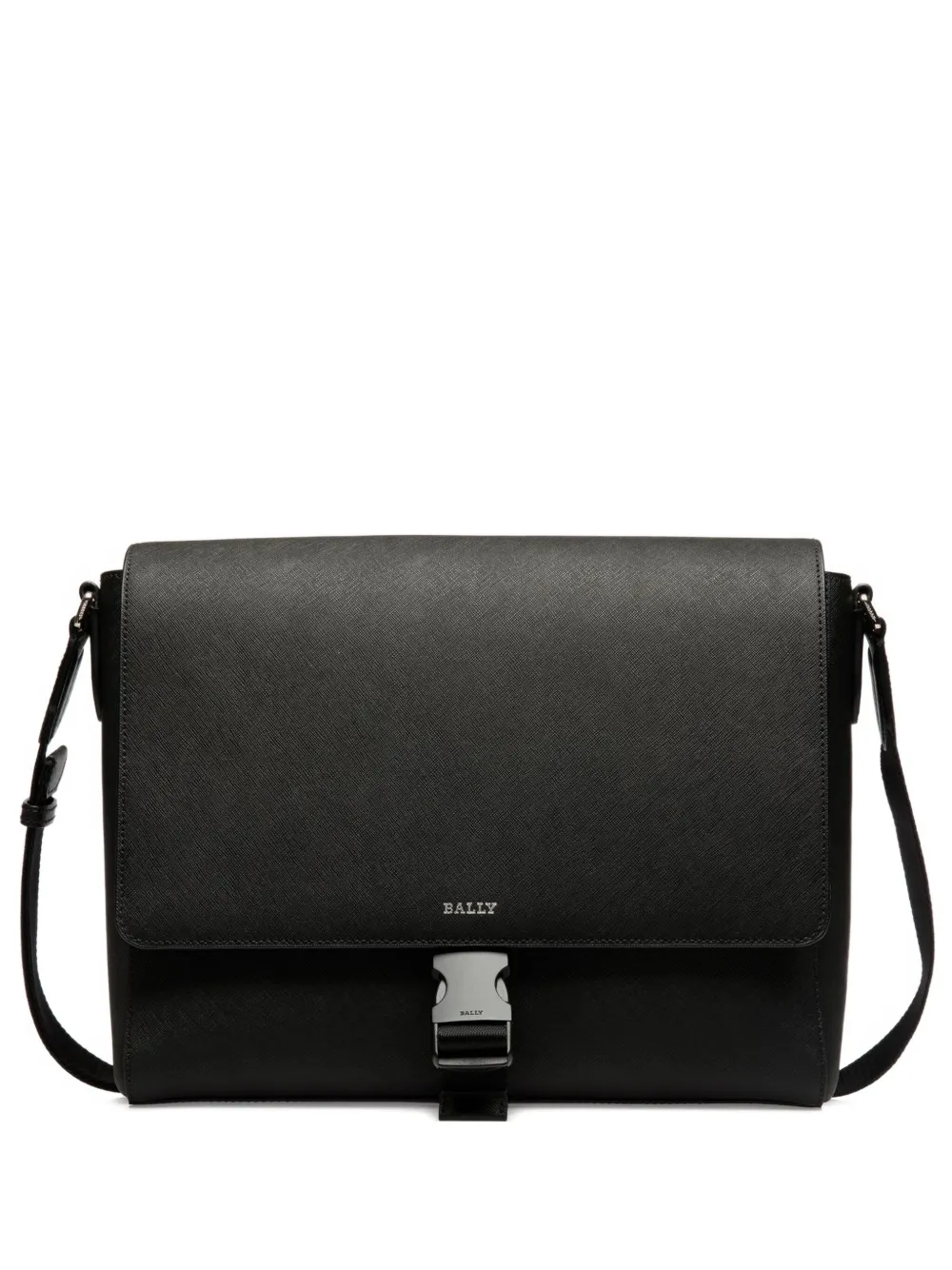 embossed leather buckle messenger bag