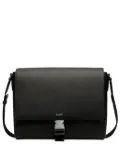 Bally embossed leather buckle messenger bag - Black