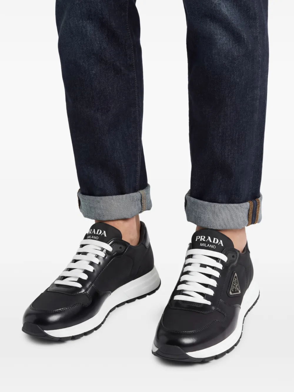 Prada Sneakers met leren vlakken Zwart