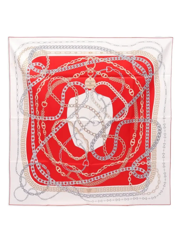 HERMES カレ90 REACTION en CHAINES Hermès Pre-Owned 2020s カレ 90 REACTION EN CHAINES シルクスカーフ