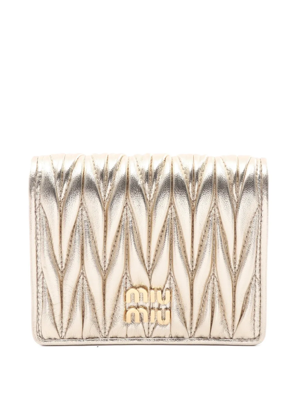 Miu Miu Pre-Owned 2020s matelasse leather wallet | Gold | Image 1