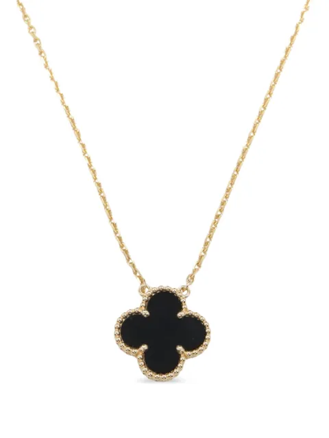Van Cleef & Arpels Pre-Owned 2010s 18K yellow gold Alhambra onyx necklace