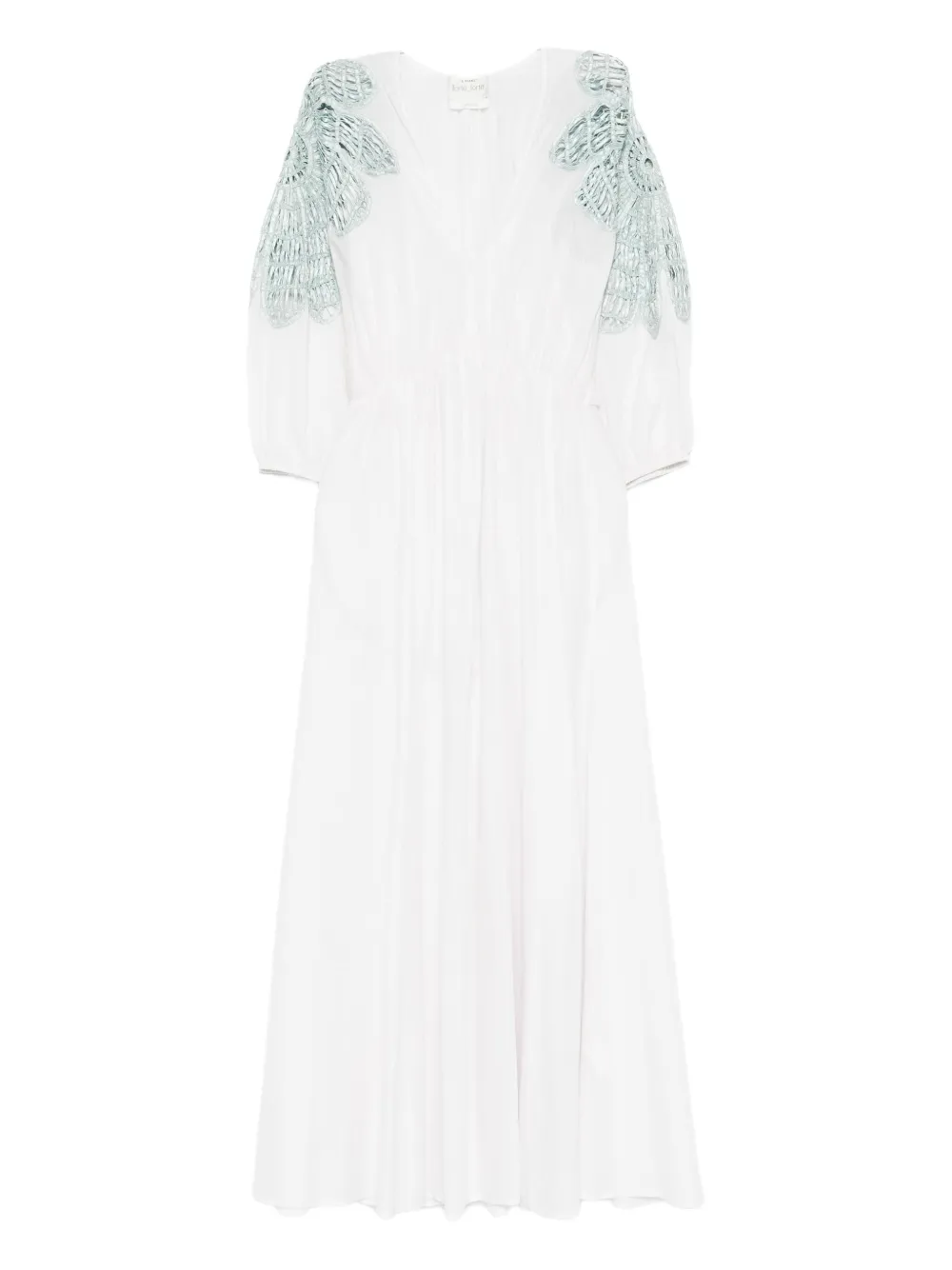 Forte lace-embellished puff-sleeve dress Roze