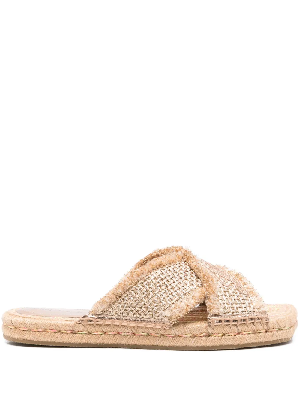 Jimmy Choo Aciel cross-strap jute sandals Neutrals