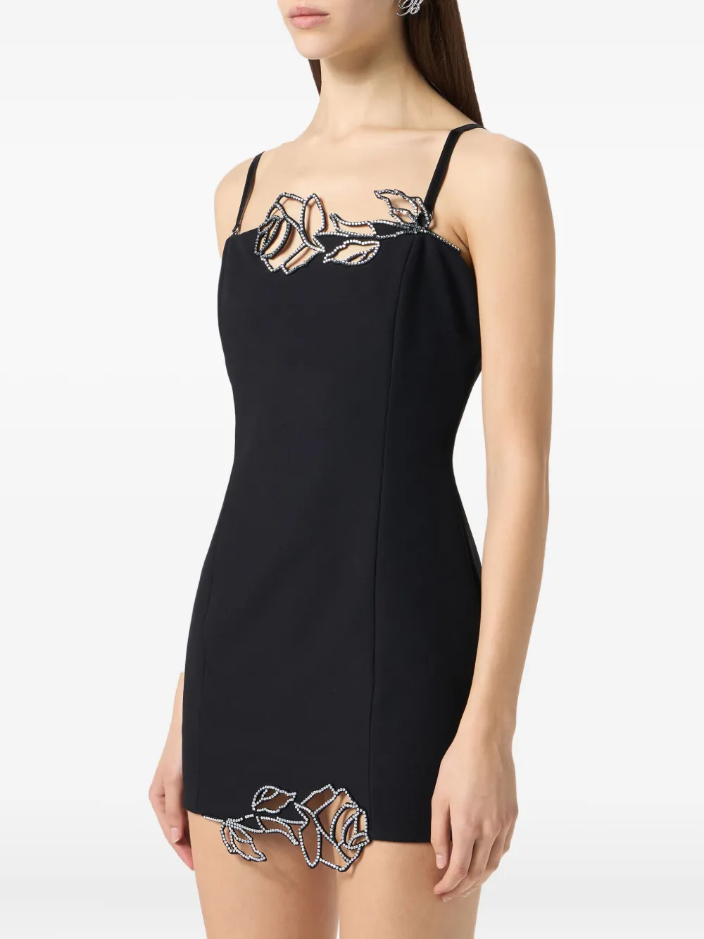 Blumarine Mini-jurk met geborduurde rozen Zwart