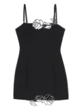 Blumarine rose-embroidered mini dress - Black