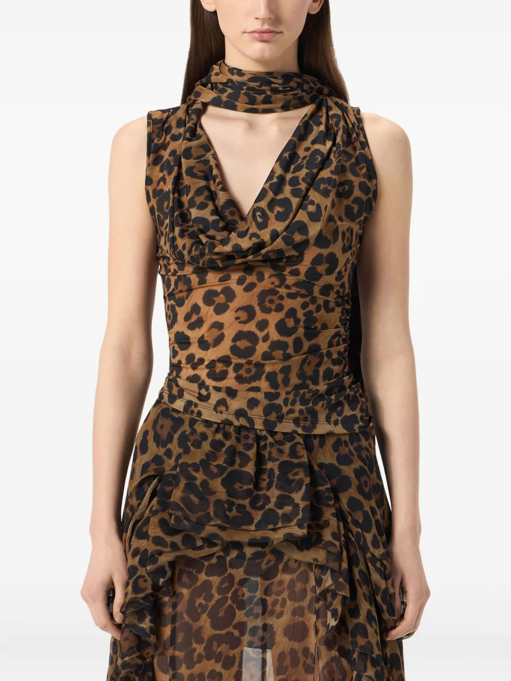 Blumarine Top met luipaardprint Bruin