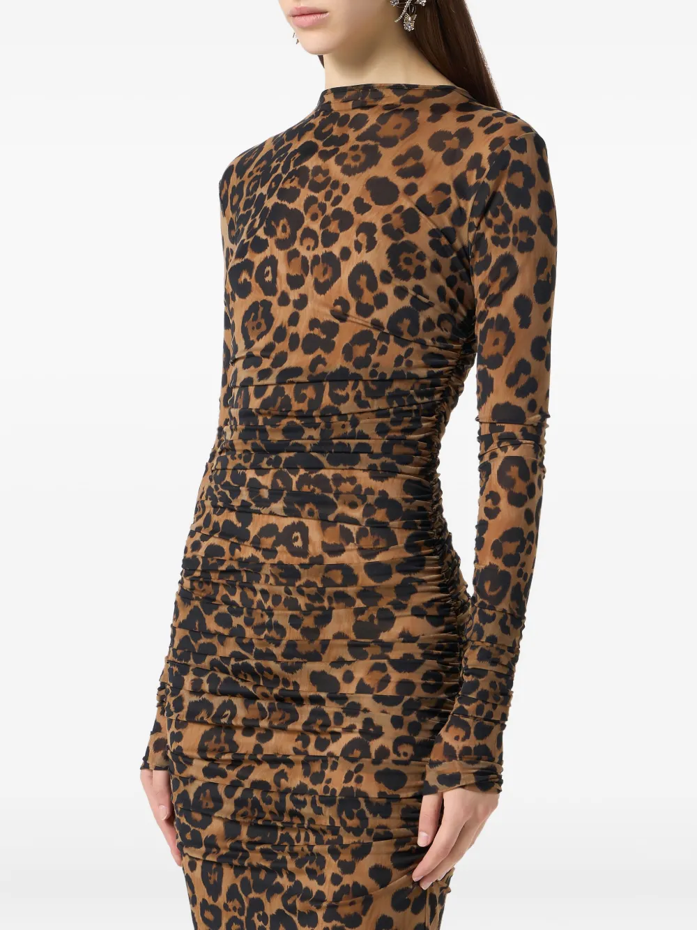 Blumarine Jurk met luipaardprint Bruin