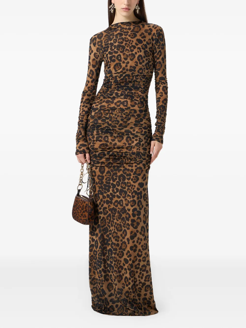 Blumarine Jurk met luipaardprint Bruin