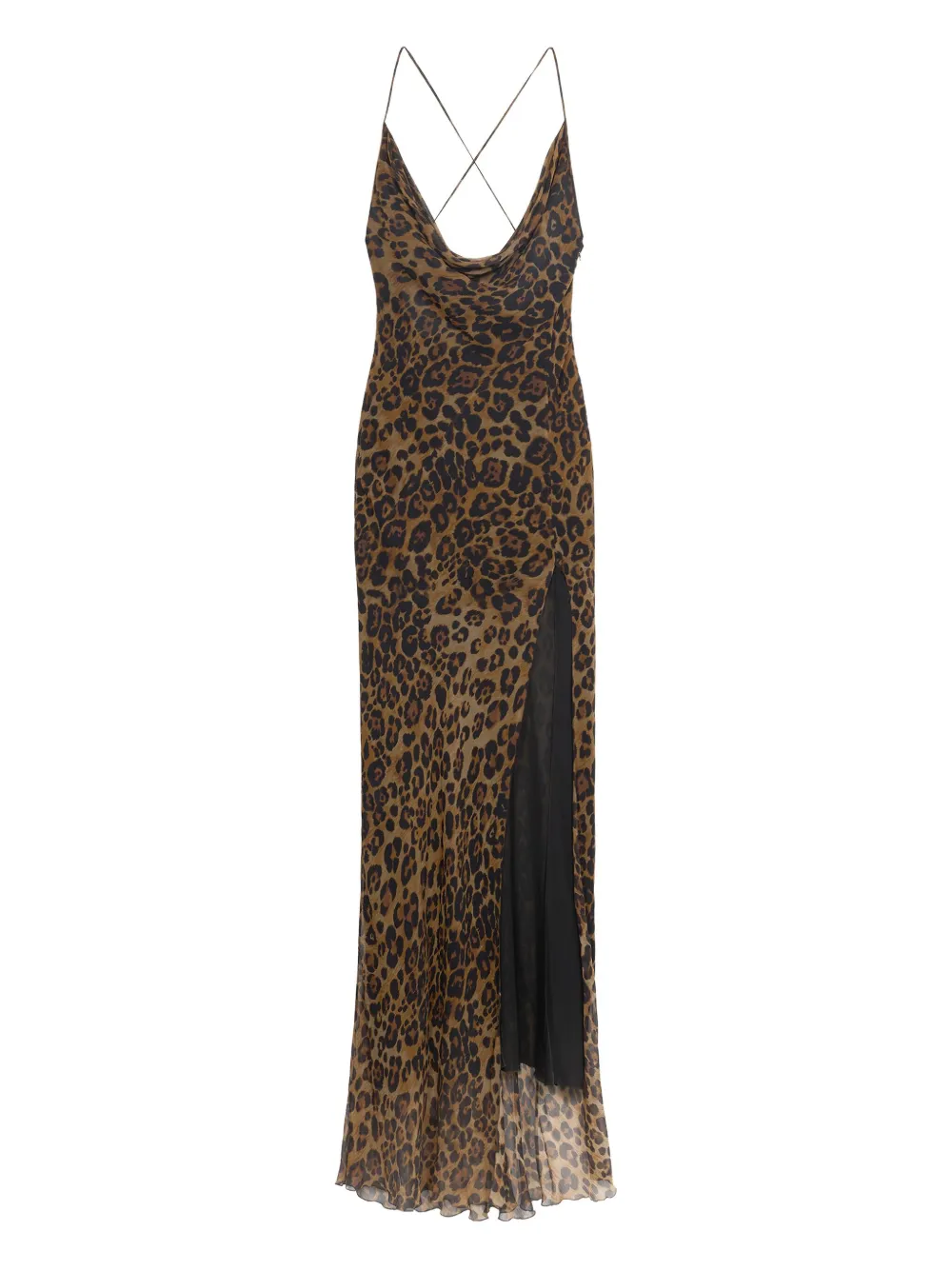 Blumarine Zijden avondjurk met luipaardprint Bruin