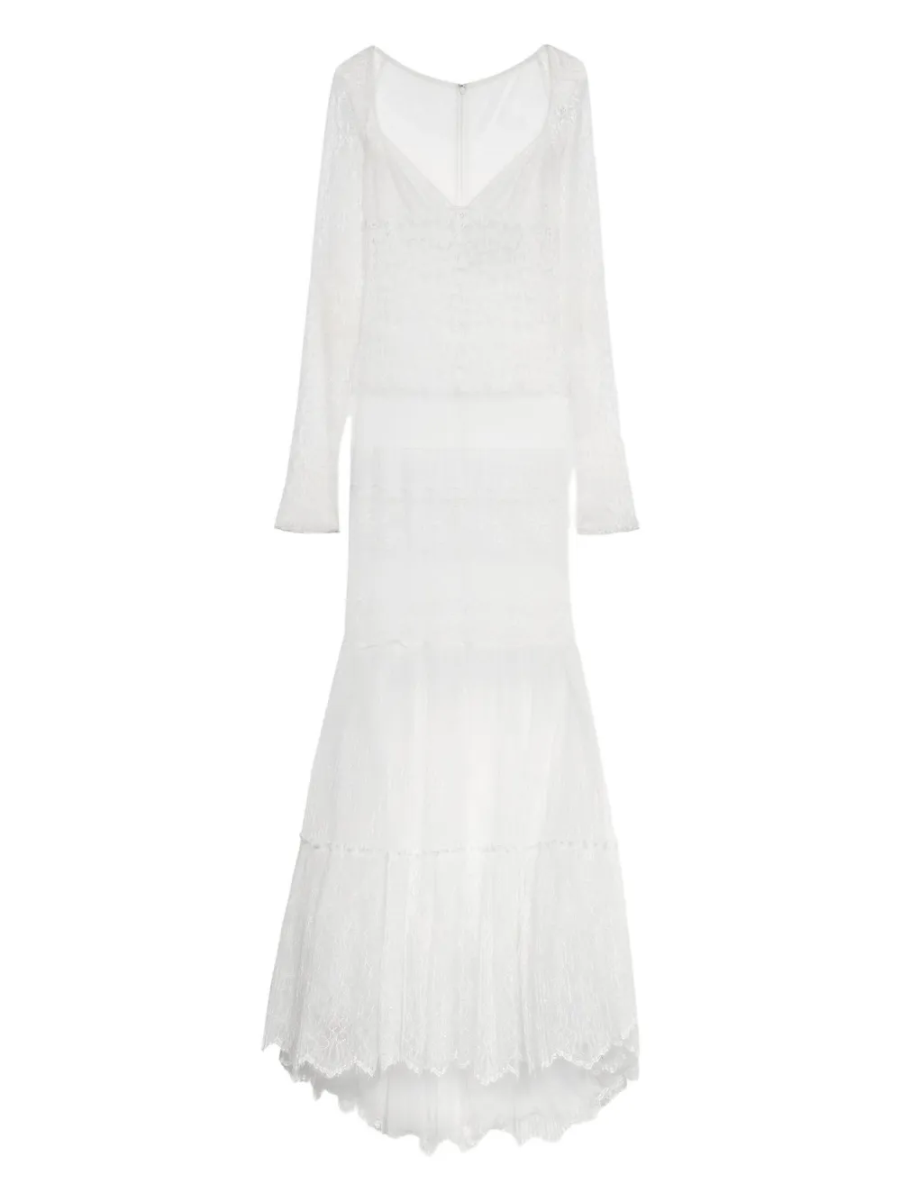 Blumarine Maxi-jurk met lange mouwen en kant Wit