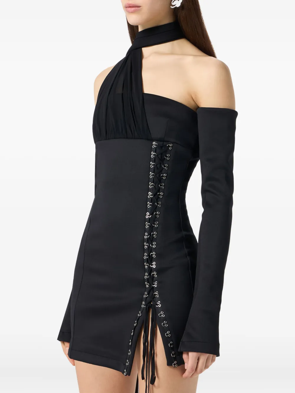 Blumarine Off-shoulder mini-jurk Zwart