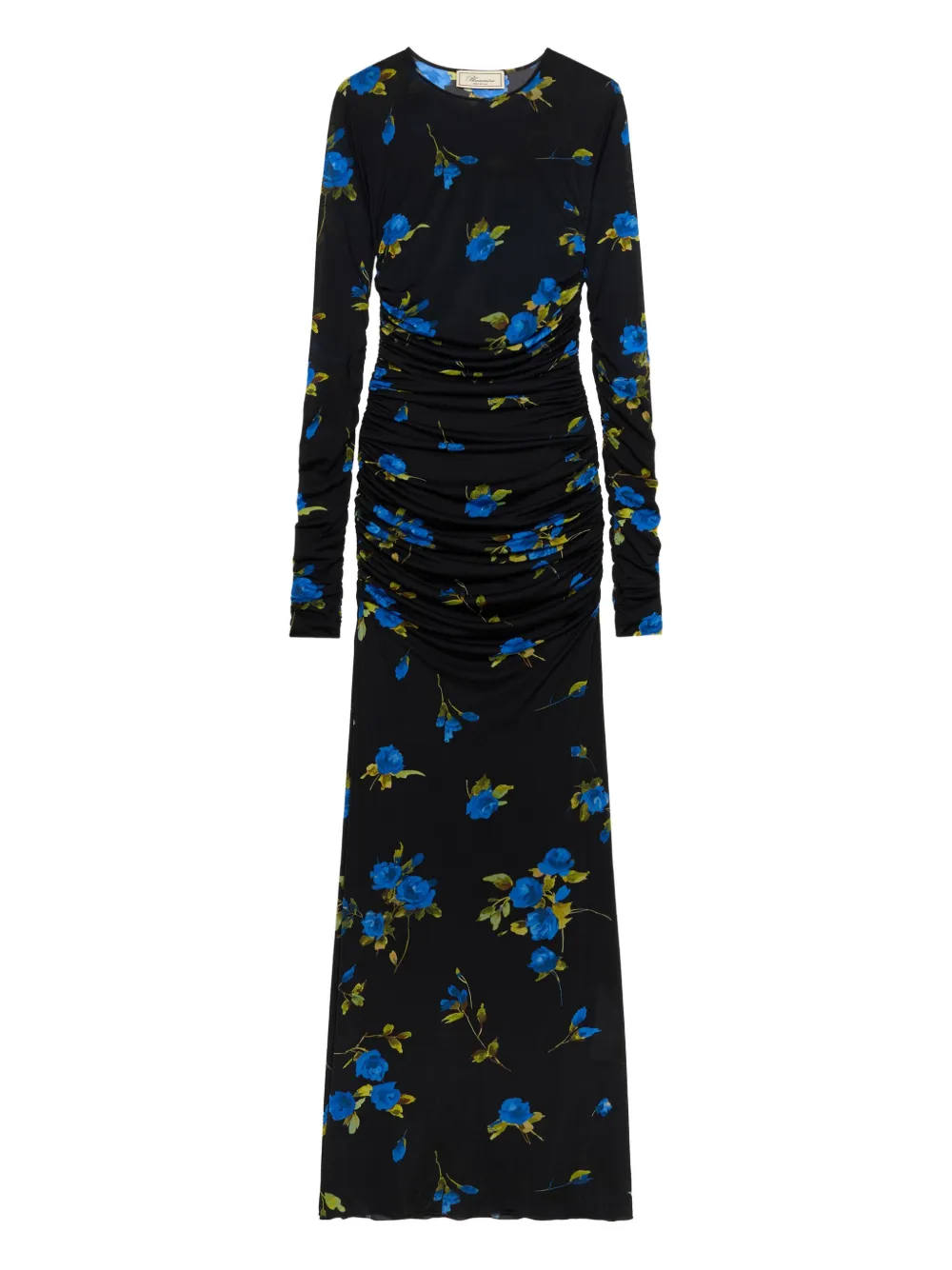 Blumarine Maxi-jurk met ruches en bloemenprint Zwart