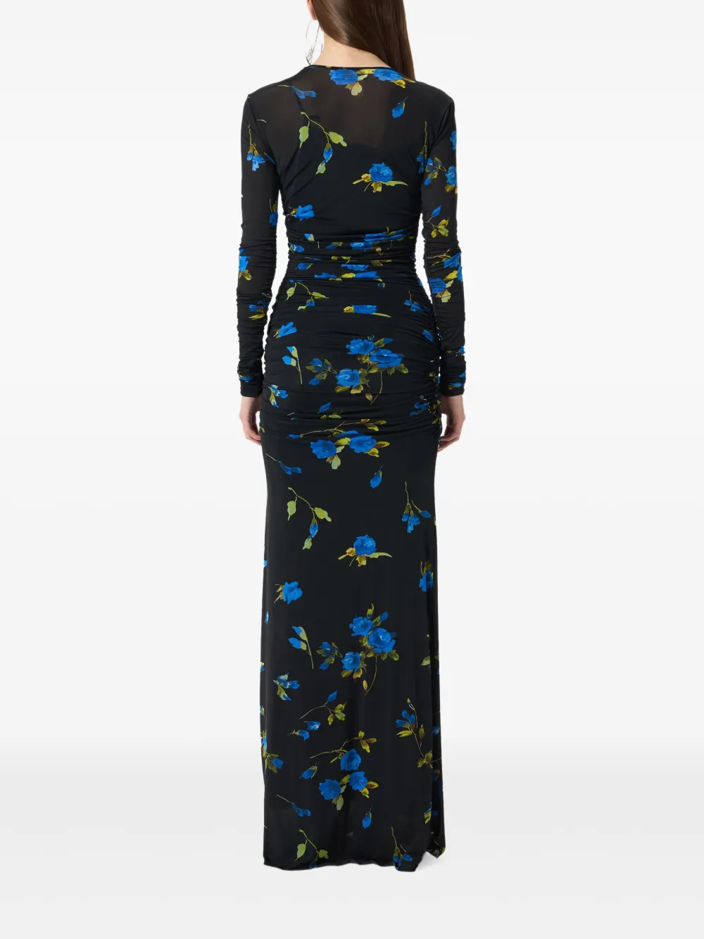 Blumarine Maxi-jurk met ruches en bloemenprint Zwart