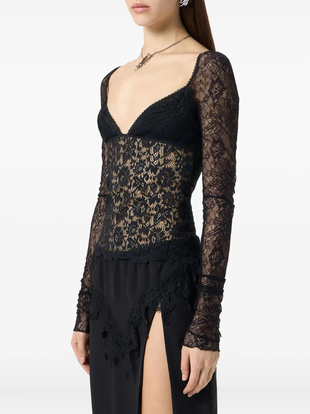 Blumarine Top met kant Zwart