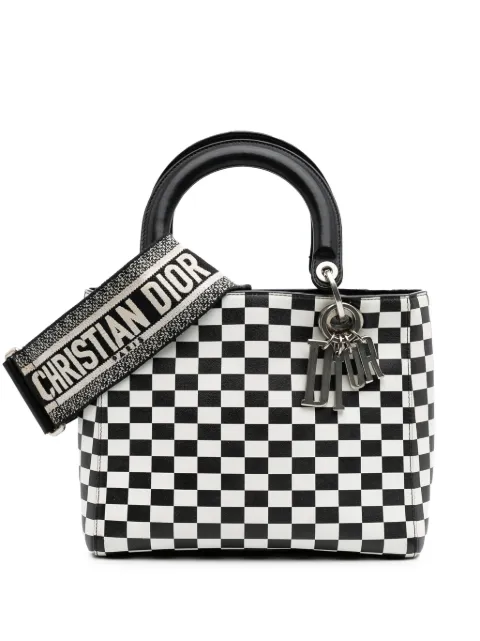 Christian Dior Pre-Owned bolsa satchel Medium Calfskin Checkered Lady Dior 2018