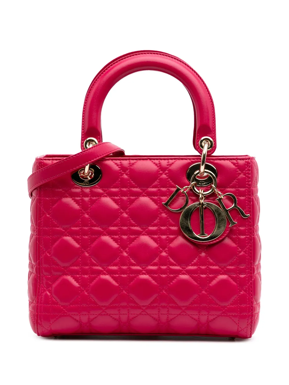 Christian Dior Pre-Owned 2015 Medium Lambskin Cannage Lady Dior Christian Dior Pre-Owned 2015 Medium Lambskin Cannage Lady Dior