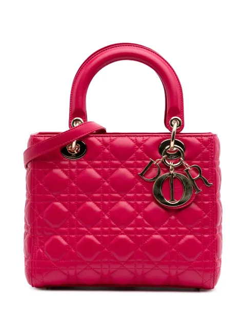 Christian Dior Pre-Owned bolsa satchel Cannage Lady Dior mediana en pie de cordero 2015
