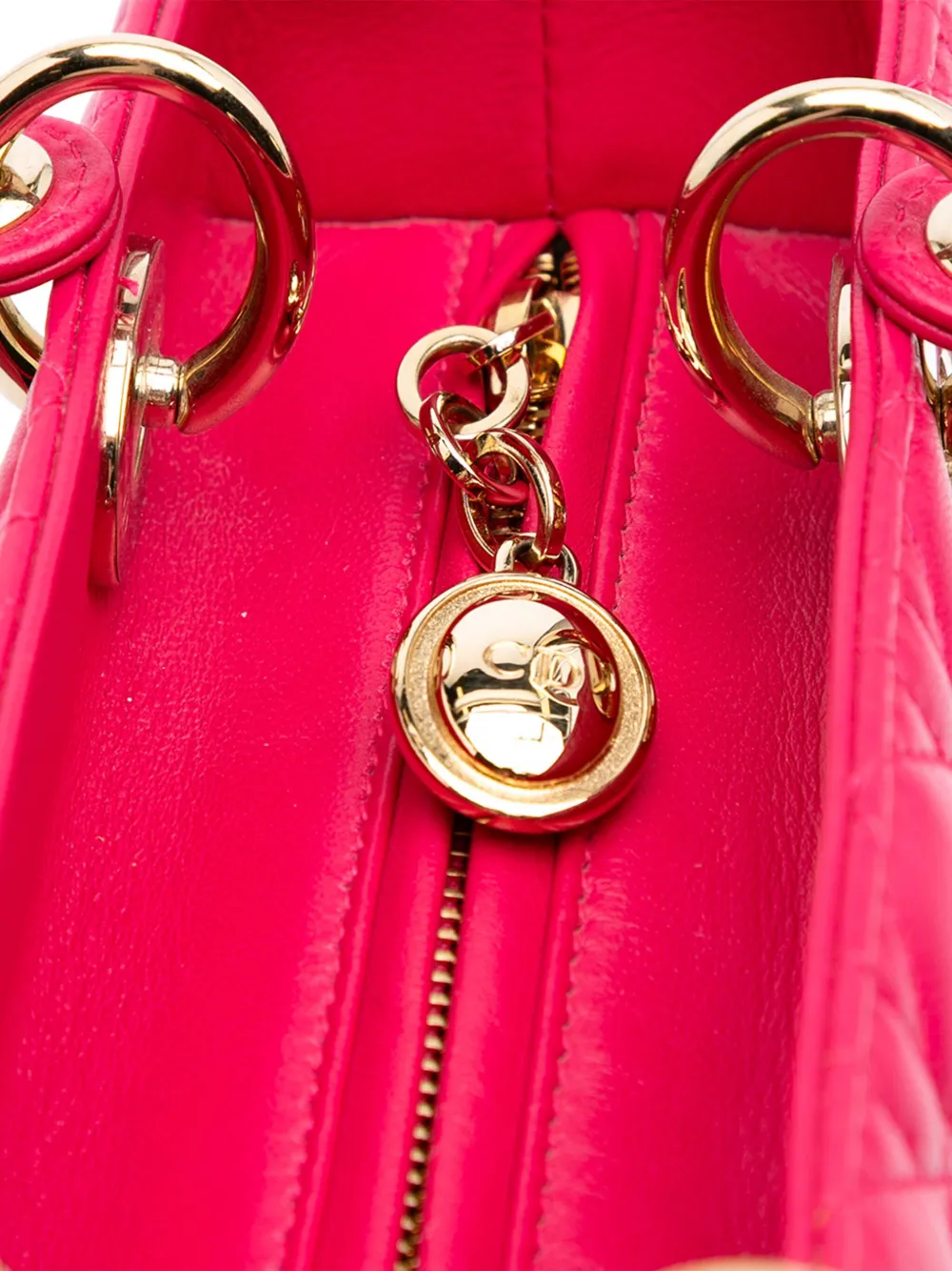美品・ヴィンテージ【Dior】2015 カナージュ サッチェルバッグ Christian Dior Pre-Owned 2015 ミニ メタリックカーフ